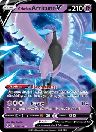 Galarian Articuno V #58 · Chilling Reign Pokémon card
