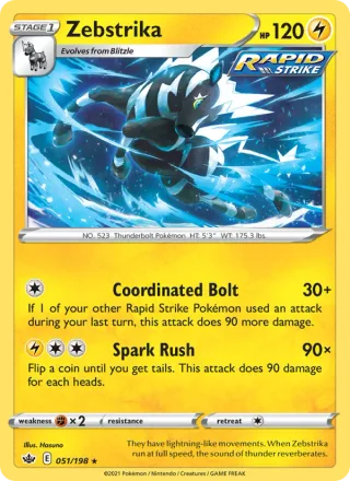 Zebstrika #51 · Chilling Reign Pokémon card