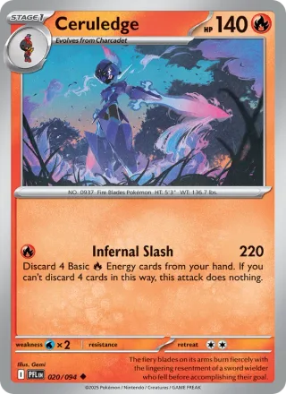 Ceruledge #020 · Phantasmal Flames Pokémon card