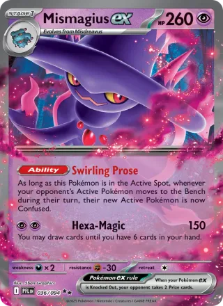 Mismagius ex #036 · Phantasmal Flames Pokémon card
