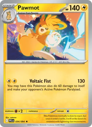 Pawmot #034 · Phantasmal Flames Pokémon card