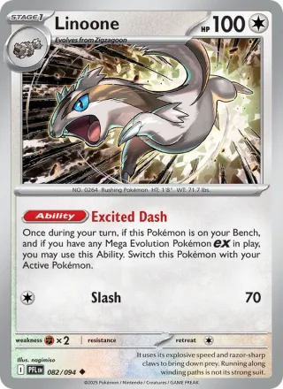 Linoone #082 · Phantasmal Flames Pokémon card