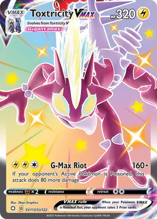 Toxtricity VMAX #SV113 · Shining Fates Shiny Vault Pokémon card