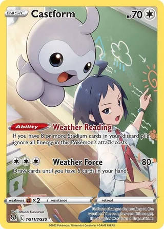Castform #TG11 · Lost Origin Trainer Gallery Pokémon card