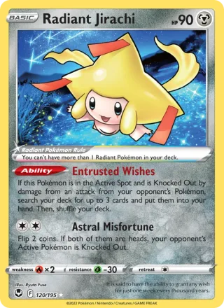 Radiant Jirachi #120 · Silver Tempest Pokémon card