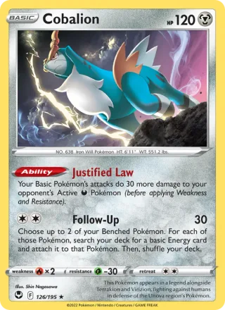 Cobalion #126 · Silver Tempest Pokémon card