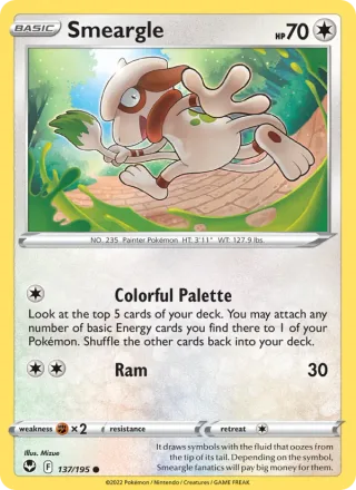Smeargle #137 · Silver Tempest Pokémon card