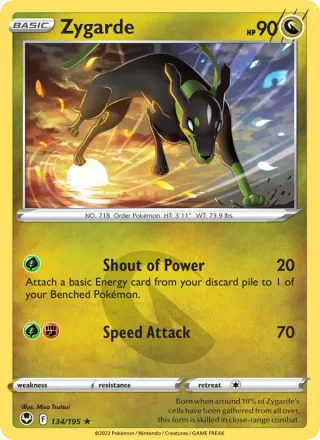 Zygarde #134 · Silver Tempest Pokémon card