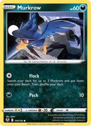 Murkrow #106 · Silver Tempest Pokémon card