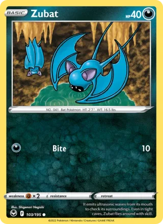 Zubat #103 · Silver Tempest Pokémon card