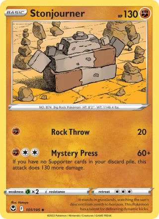 Stonjourner #101 · Silver Tempest Pokémon card