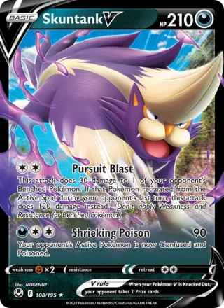 Skuntank V #108 · Silver Tempest Pokémon card