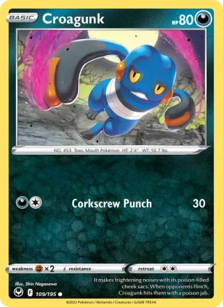 Croagunk #109 · Silver Tempest Pokémon card