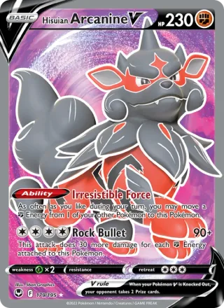 Hisuian Arcanine V #179 · Silver Tempest Pokémon card
