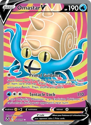 Omastar V #174 · Silver Tempest Pokémon card
