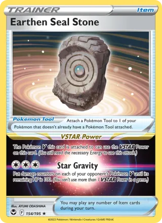 Earthen Seal Stone #154 · Silver Tempest Pokémon card