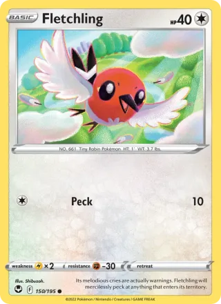 Fletchling #150 · Silver Tempest Pokémon card