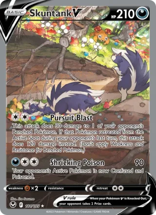 Skuntank V #181 · Silver Tempest Pokémon card