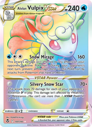 Alolan Vulpix VSTAR #197 · Silver Tempest Pokémon card