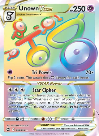 Unown VSTAR #199 · Silver Tempest Pokémon card