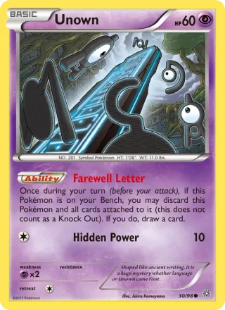 Unown #30 · Ancient Origins Pokémon card