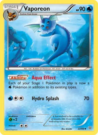 Vaporeon #22 · Ancient Origins Pokémon card