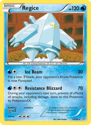Regice #24 · Ancient Origins Pokémon card