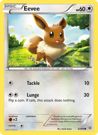 Eevee #63 · Ancient Origins Pokémon card