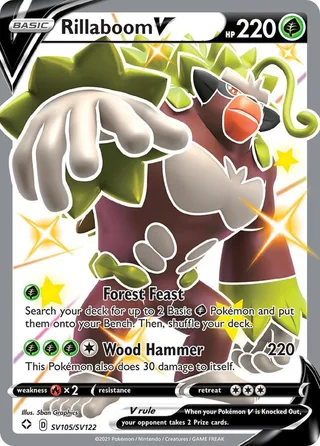 Rillaboom V #SV105 · Shining Fates Shiny Vault Pokémon card