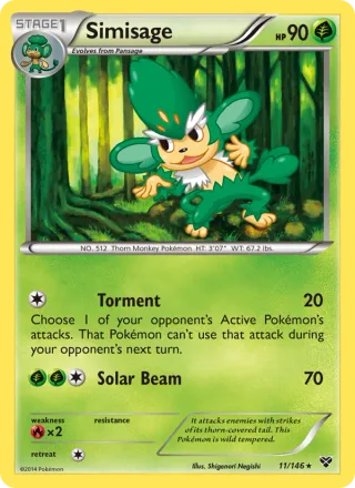Simisage #11 · XY Pokémon card