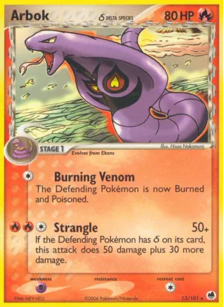 Arbok δ #13 · Dragon Frontiers Pokémon card