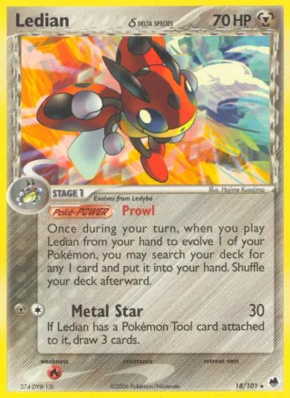 Ledian δ #18 · Dragon Frontiers Pokémon card