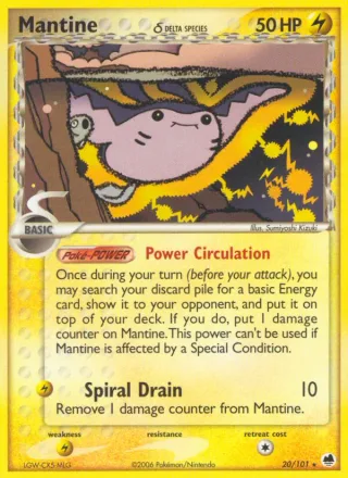 Mantine δ #20 · Dragon Frontiers Pokémon card