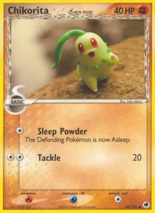 Chikorita δ #44 · Dragon Frontiers Pokémon card