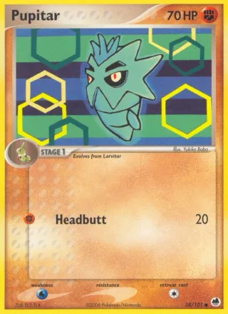 Pupitar #58 · Dragon Frontiers Pokémon card