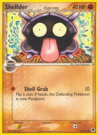 Shellder δ #63 · Dragon Frontiers Pokémon card