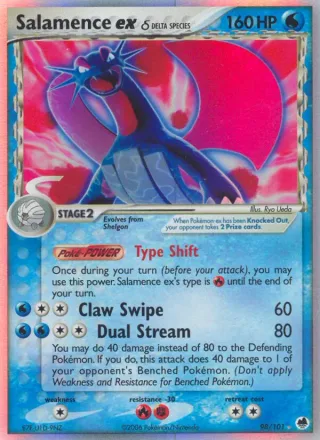 Salamence ex δ #98 · Dragon Frontiers Pokémon card