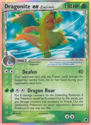Dragonite ex δ #91 · Dragon Frontiers Pokémon card