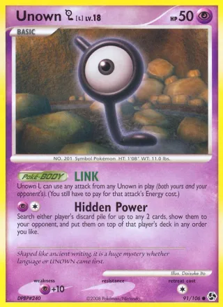 Unown L #91 · Great Encounters Pokémon card