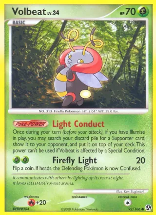 Volbeat #92 · Great Encounters Pokémon card