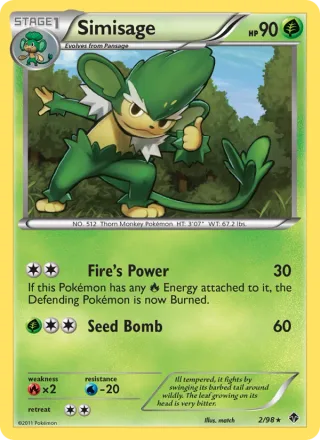 Simisage #2 · Emerging Powers Pokémon card