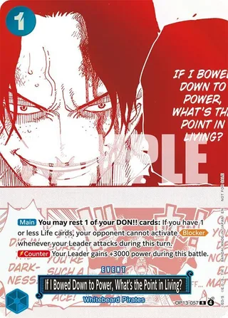 If I Bowed Down to Power, What's the Point in Living? (3rd Anniversary Treasure Campaign Pack) #OP13-057-3rd-anniversary-treasure-campaign-pack · One Piece Promotion Cards One Piece card