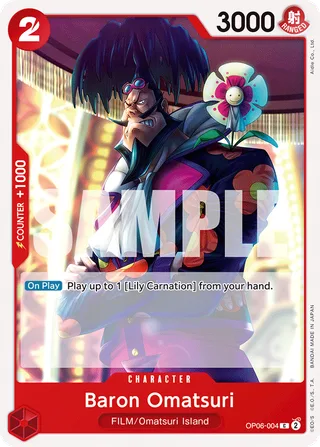 Baron Omatsuri #OP06-004 · Wings of the Captain Pre-Release Cards One Piece card