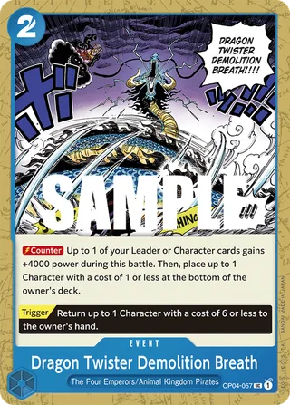 Dragon Twister Demolition Breath #OP04-057 · Kingdoms of Intrigue Pre-Release Cards One Piece card