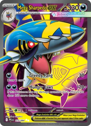 Mega Sharpedo ex #113 · Phantasmal Flames Pokémon card