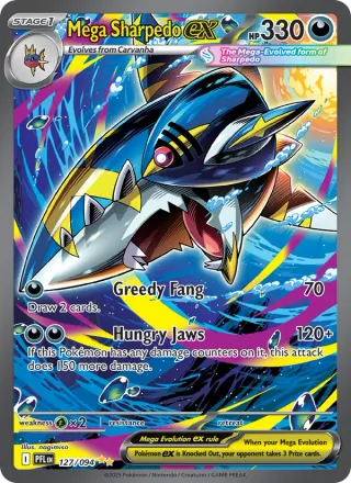 Mega Sharpedo ex #127 · Phantasmal Flames Pokémon card