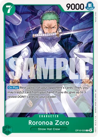 Roronoa Zoro #OP16-035 · The Time of Battle Release Event Cards One Piece card