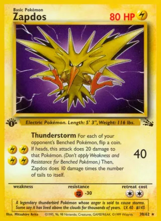 Zapdos #30 · Fossil Pokémon card