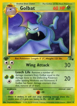 Golbat #34 · Fossil Pokémon card