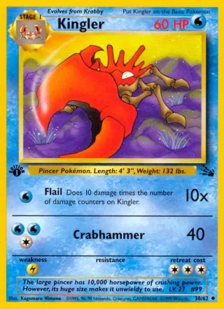 Kingler #38 · Fossil Pokémon card